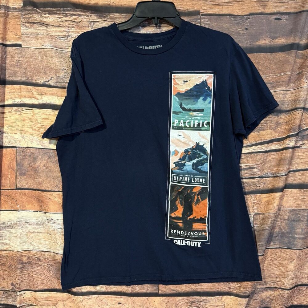 Call Of Duty M  T-Shirt Vanguard Pacific Alpine Lodge Rendezvous Mens Gaming Tee